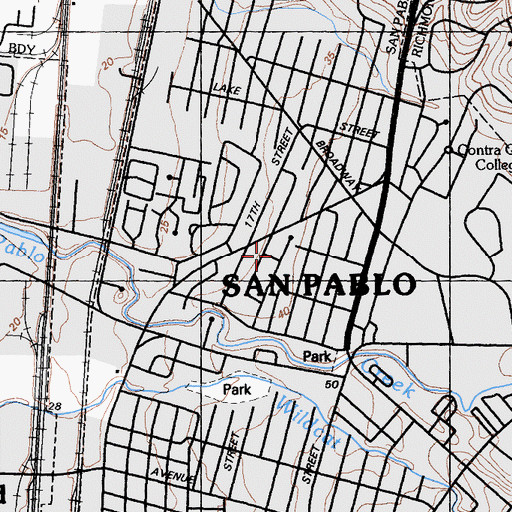 Topographic Map of Broadway School, CA