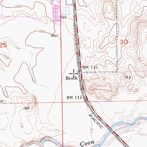 Topographic Map of Brock, CA