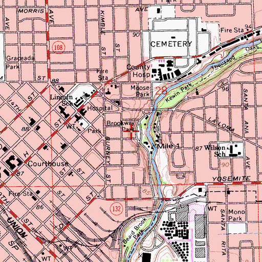 Topographic Map of Brookway Park, CA