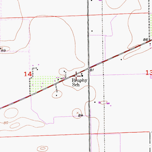 Topographic Map of Brophy School, CA