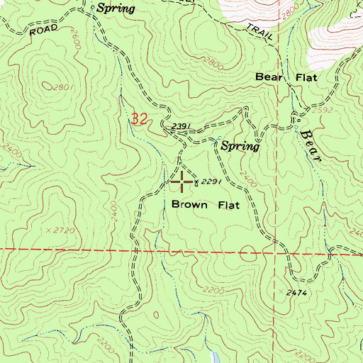 Topographic Map of Brown Flat, CA