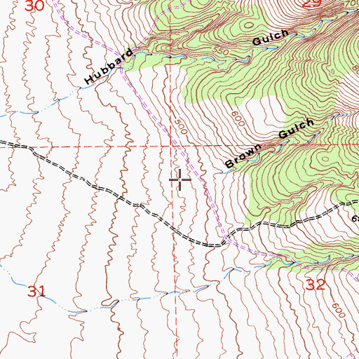 Topographic Map of Brown Gulch, CA