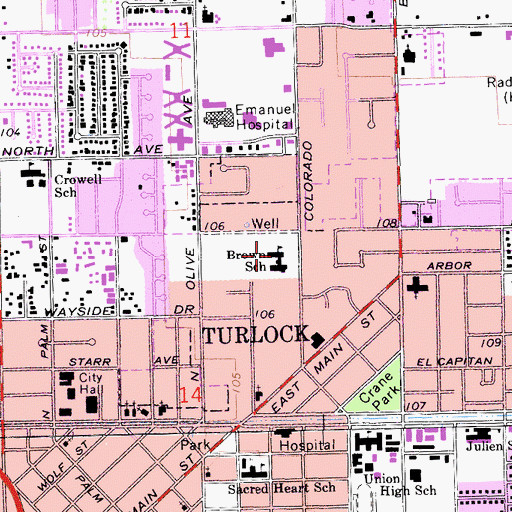 Topographic Map of Marvin A Dutcher Middle School, CA