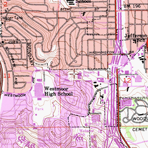 Topographic Map of Margaret Pauline Brown Elementary School, CA