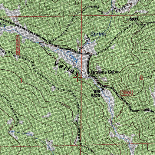 Topographic Map of Browns Cabin, CA