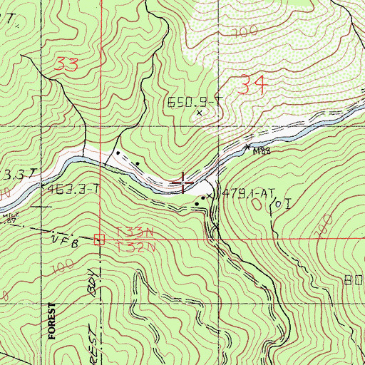 Topographic Map of Browns Creek, CA