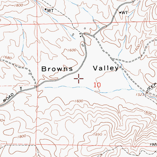 Topographic Map of Browns Valley, CA