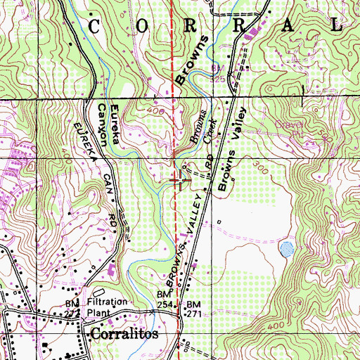 Topographic Map of Browns Valley, CA
