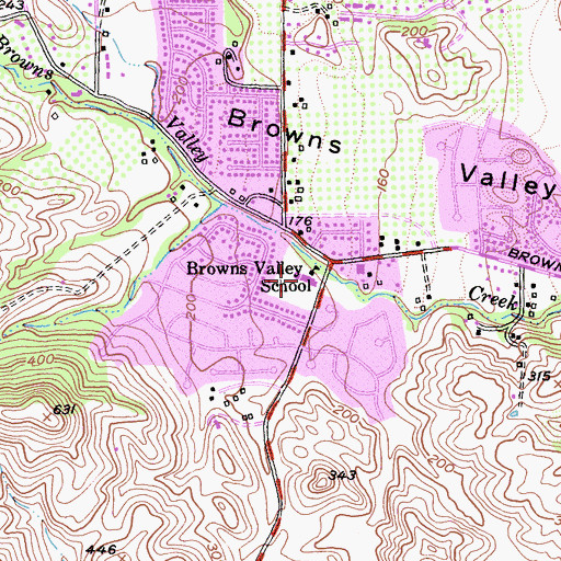 Topographic Map of Browns Valley Elementary School, CA