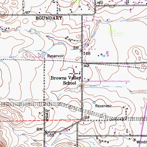 Topographic Map of Browns Valley Elementary School, CA