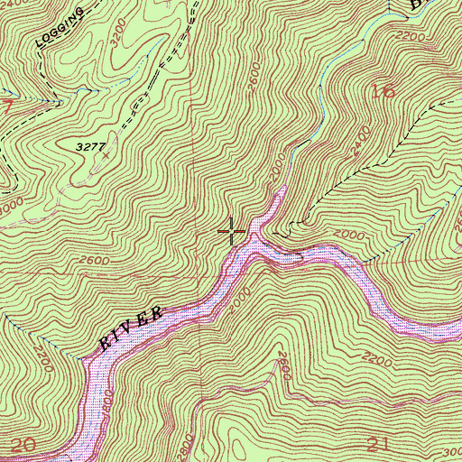 Topographic Map of Brush Creek, CA
