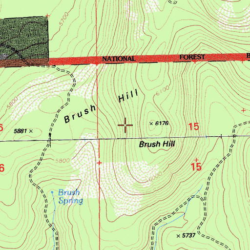 Topographic Map of Brush Hill, CA
