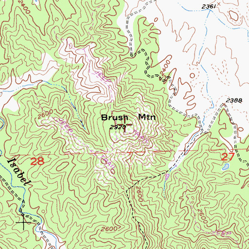 Topographic Map of Brush Mountain, CA