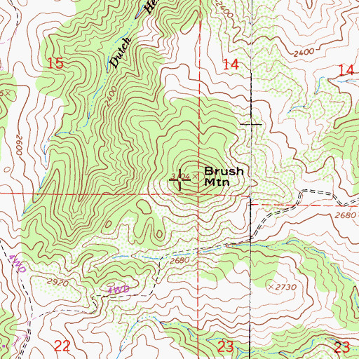Topographic Map of Brush Mountain, CA