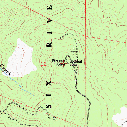 Topographic Map of Brush Mountain, CA