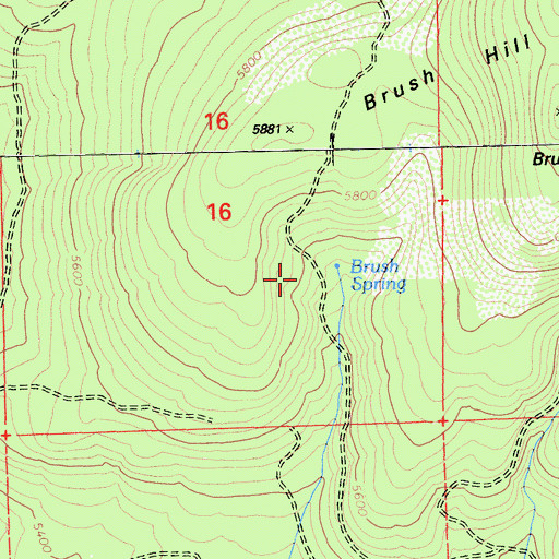 Topographic Map of Brush Spring, CA