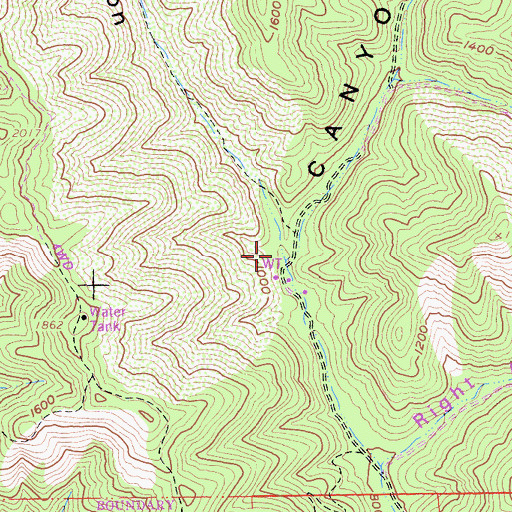 Topographic Map of Brushy Canyon, CA