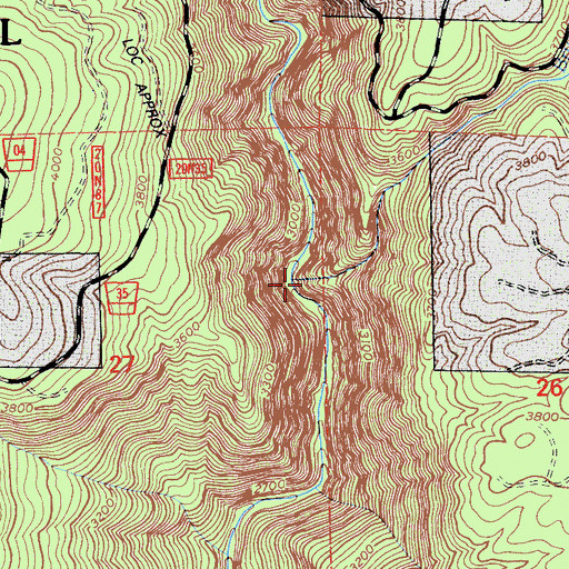 Topographic Map of Brushy Creek, CA