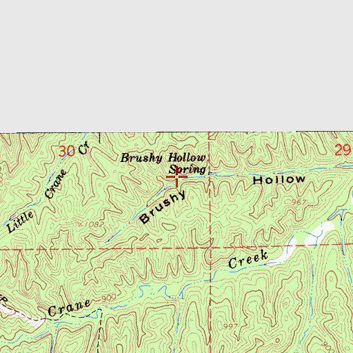 Topographic Map of Brushy Hollow Spring, CA