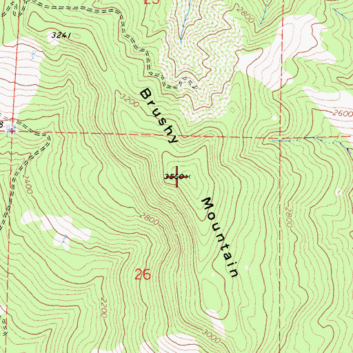 Topographic Map of Brushy Mountain, CA