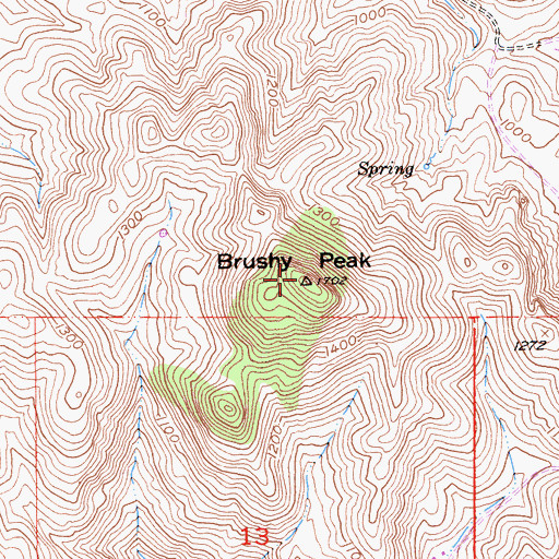 Topographic Map of Brushy Peak, CA