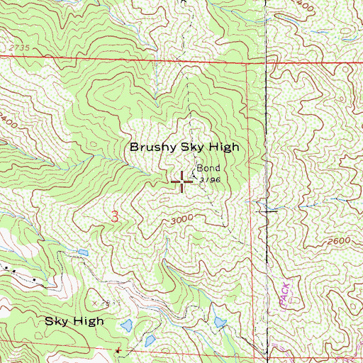 Topographic Map of Brushy Sky High, CA