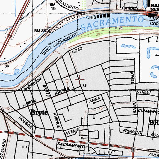 Topographic Map of Bryte Elementary School, CA