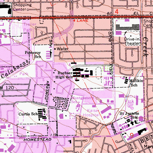Topographic Map of Santa Clara High School, CA