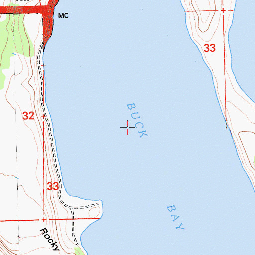Topographic Map of Buck Bay, CA