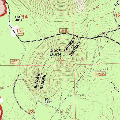 Topographic Map of Buck Butte, CA