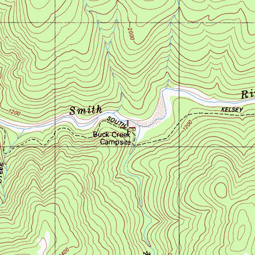 Topographic Map of Buck Creek, CA
