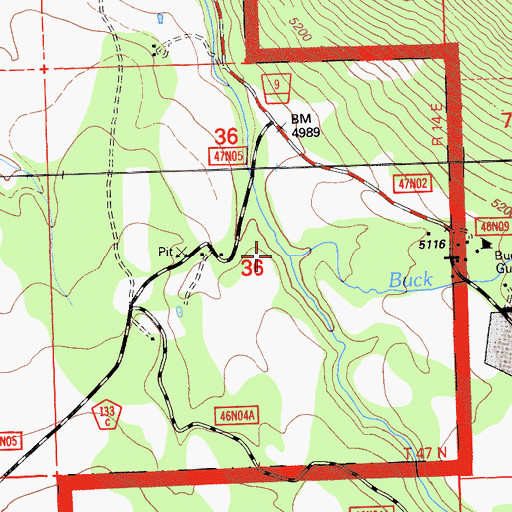 Topographic Map of Buck Creek, CA