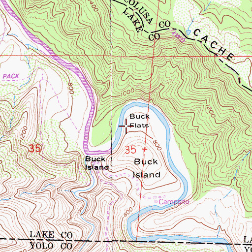 Topographic Map of Buck Flats, CA