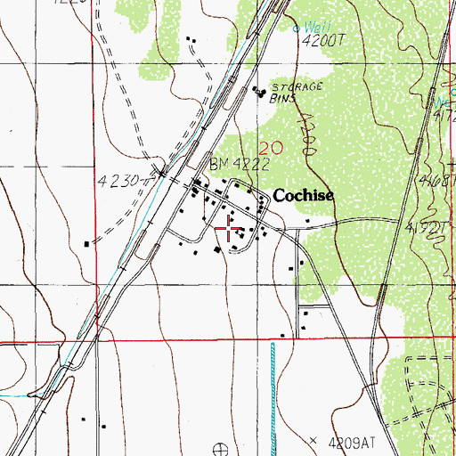 Topographic Map of Cochise Elementary School, AZ