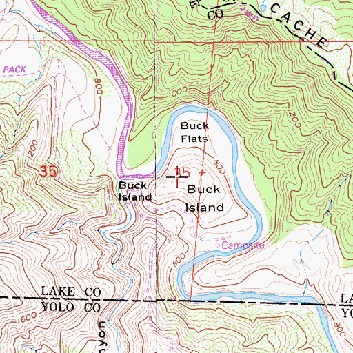 Topographic Map of Buck Island, CA