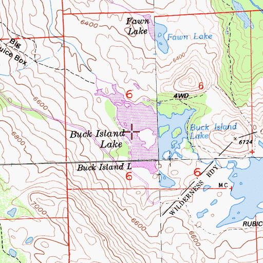 Topographic Map of Buck Island Lake, CA