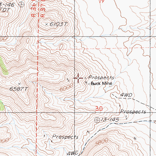 Topographic Map of Buck Mine, CA