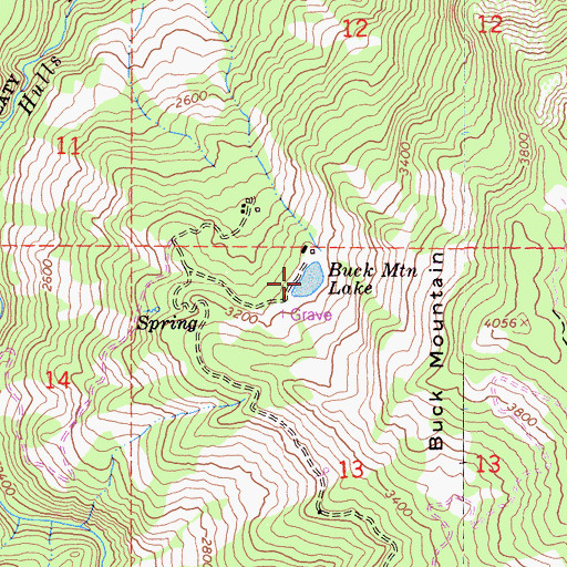 Topographic Map of Buck Mountain Lake, CA
