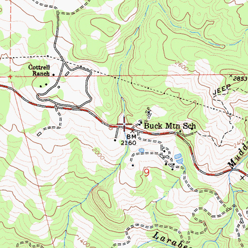 Topographic Map of Buck Mountain School, CA