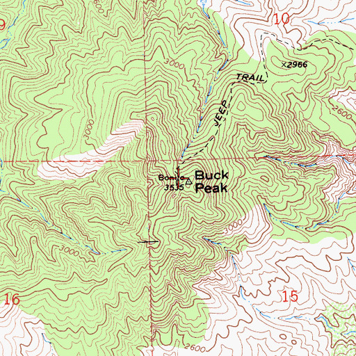 Topographic Map of Buck Peak, CA