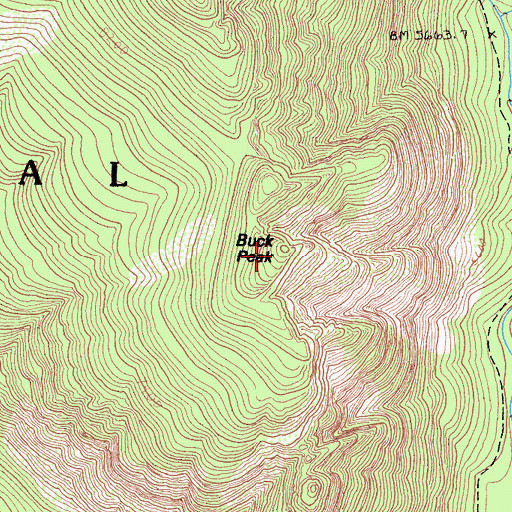Topographic Map of Buck Peak, CA