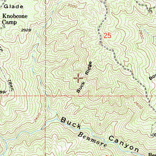 Topographic Map of Buck Ridge, CA