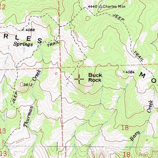 Topographic Map of Buck Rock, CA