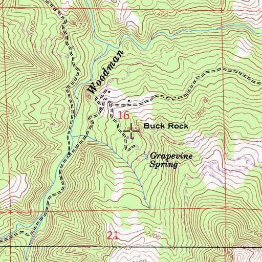 Topographic Map of Buck Rock, CA