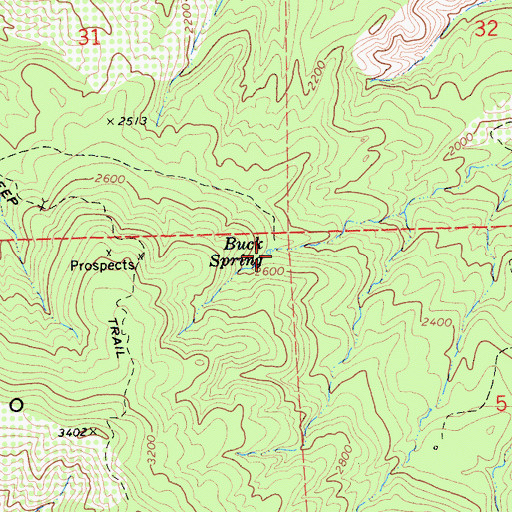 Topographic Map of Buck Spring, CA