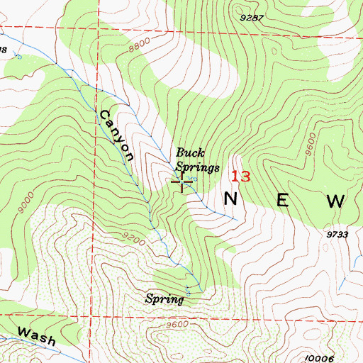 Topographic Map of Buck Springs, CA