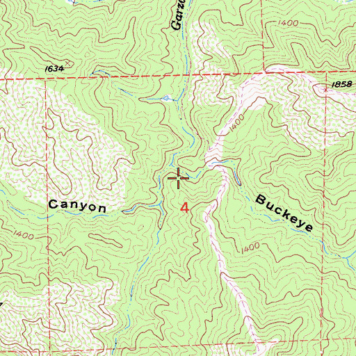 Topographic Map of Buckeye Canyon, CA
