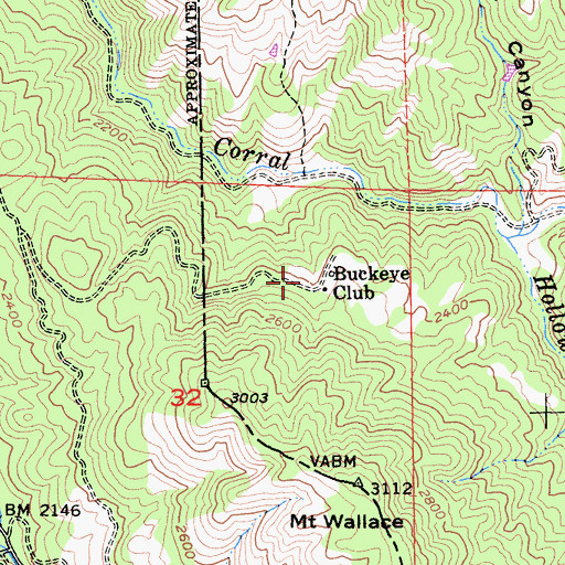 Topographic Map of Buckeye Club, CA
