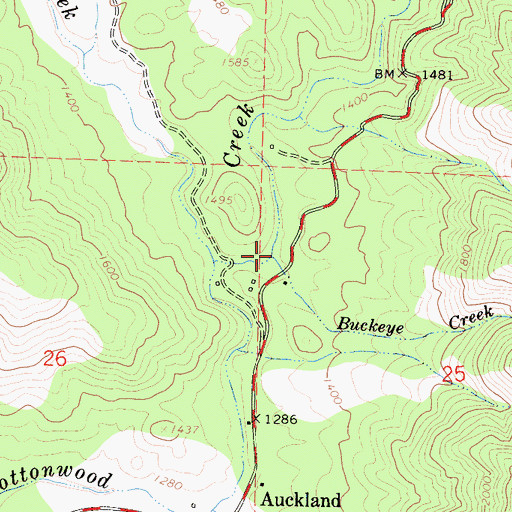 Topographic Map of Buckeye Creek, CA