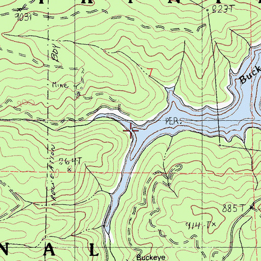 Topographic Map of Buckeye Creek, CA